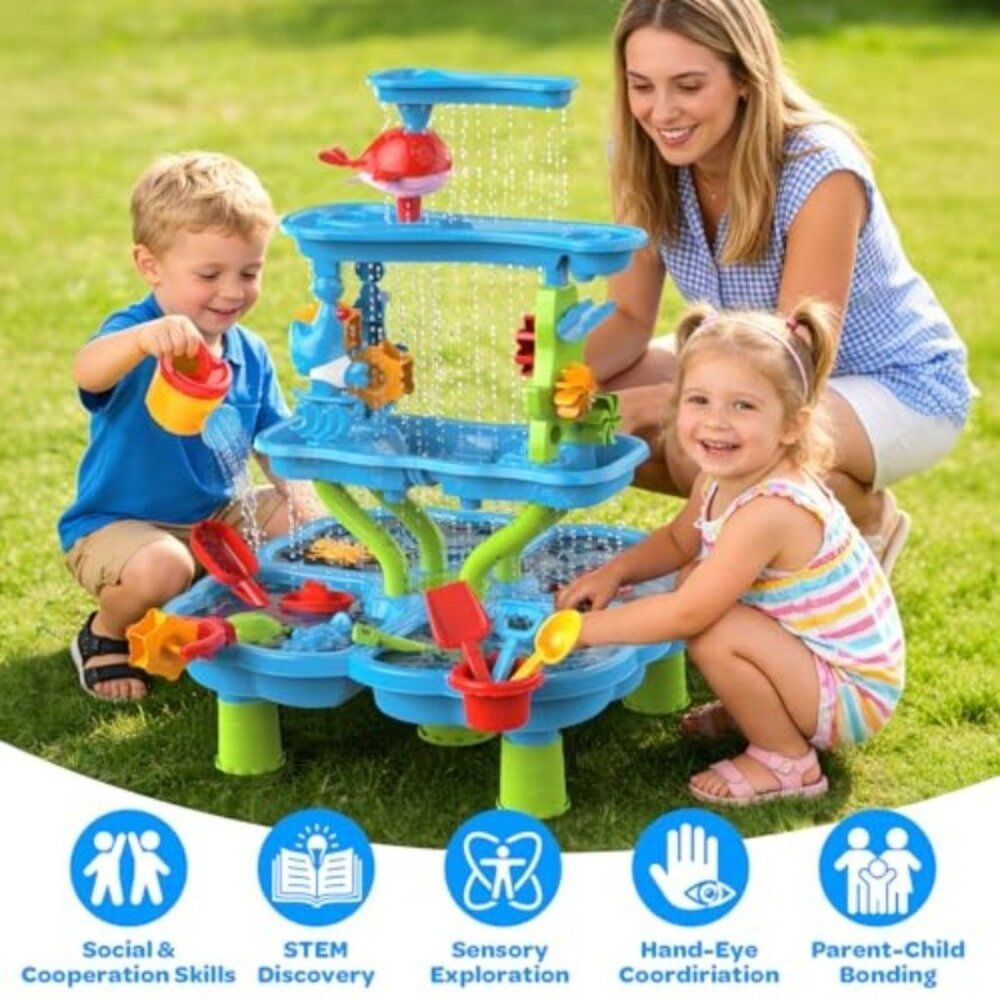 Water Sand Table for Toddler Kids - 4-Tier Multifunctional Summer Toys,Outdoor B - Picture 8 of 8